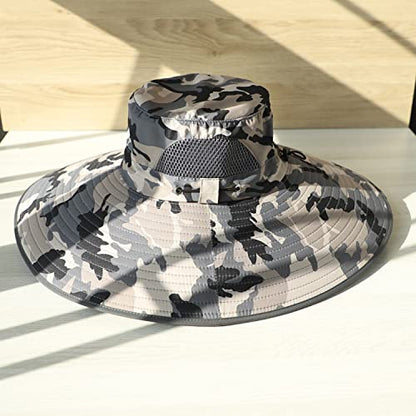 HUAMULAN Men Women 6" Wide Brim Sun Hat Summer Fishing Hats UV Protection - color: Hyp002-micai5