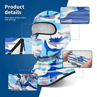 YESLIFE Summer Balaclava Ski Mask for Men&Women, Face Mask - color: Camo Blue