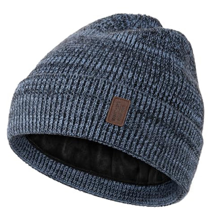 Wmcaps Winter Beanie for Men Women, Soft Warm Fleece Lined Knit Hat - color: Blue/Black