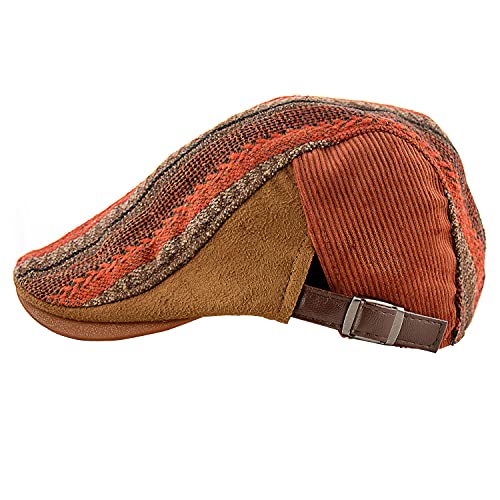 M MOACC Men Beret Hat Cotton Adjustable Newsboy Hats Cabbie Gatsby Cap Driving Flat Caps - color: Hat-t6-orange Red