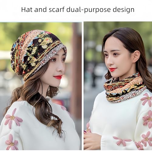 Women's Slouchy Beanie Hat Chemo Caps Cancer Headwear Hats Turban Baggy Sleeping Cap Boho Hats - color: 2pcs Coffee Blue