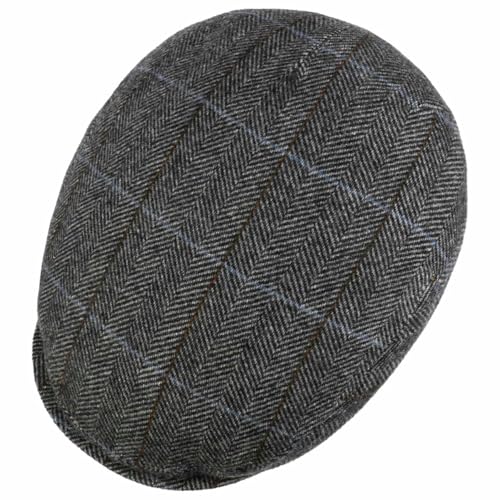 Lipodo Flat Cap with Checked Pattern Women/Men | Made in Italy - color: Anthracite, size: 7 3/4