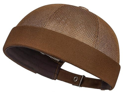DIYDECAL Mens Mesh Brimless Cap,Summer Skullcap Docker Beanie Hat - color: Coffee