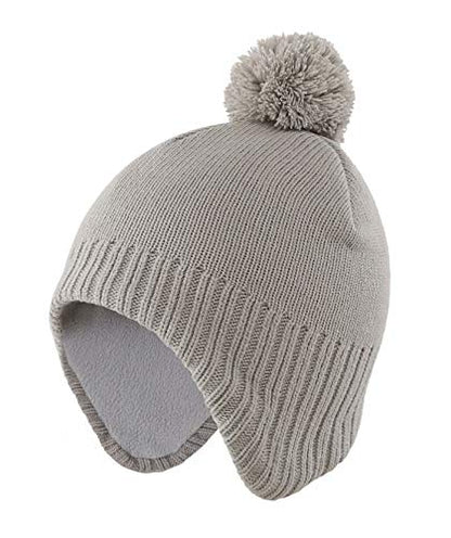 Home Prefer Toddler Boys Girls Hats Earflaps Fleece Knit Beanie Kids Winter Hat - color: Light Gray, size: 2-5T
