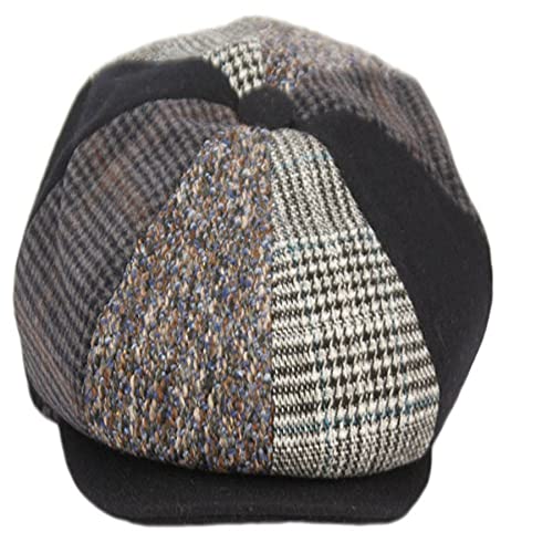 Men's Classic 8 Panel Wool Blend Newsboy Snap Brim Collection Hat - color: Nsb1911-patch, size: Large