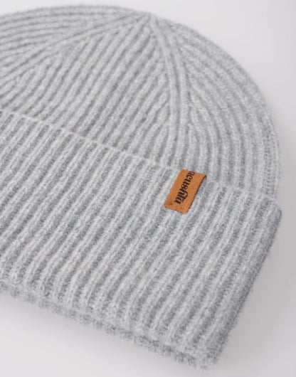 ACUSHLA 100% Merino Wool Beanie for Men & Women Knit Winter Hat Skull Cap - color: White Gray, size: Medium-Large