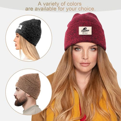 3 Packs Winter Beanie Hats for Men Women, Unisex Soft Warm Thick Beanies, Cuffed Knit Skull Cap - color: Black/Gray/Navy Mix