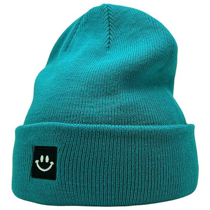 55cube Unisex Winter Beanie Hats Warm Thick Knit Cuffed Skullcaps - color: Peacock Green