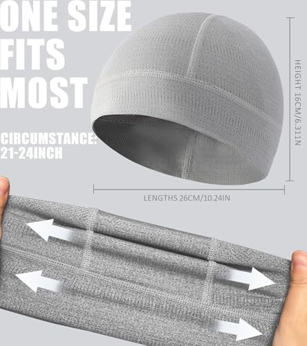 Skull Cap Helmet Liner for Men Women Cooling Hat Running Beanie - color: Set D-black,light Gray,white