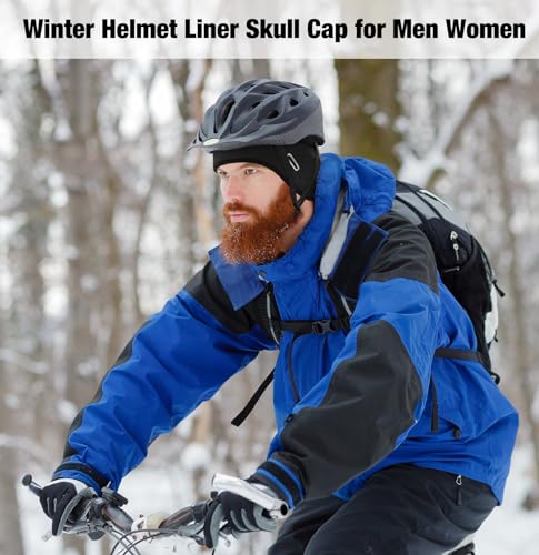 MELASA Winter Helmet Liner Skull Cap with Glasses Slots - color: Red