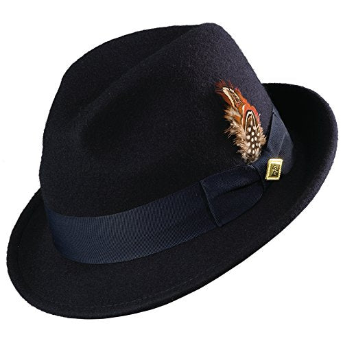 Stacy Adams Men's Wool Felt Pinch Front Fedora Hat - color: Navy, size: X-Large