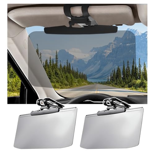 DXNQ 2PCS Sun Visor for Car, HD Anti-Glare Polarized Sunshade Extender Clip on Auto Sun Visor, Adjustable Vehicle Sun Shade Extension Protect from Sun Glare Snow Blindness UV Rays - size: 2 PCS