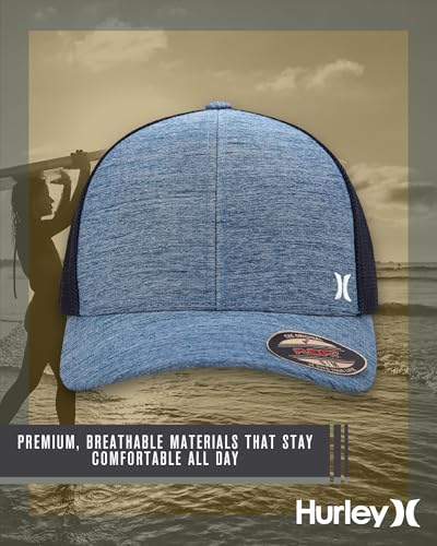 Hurley Mens Mini Icon Mesh Panel Fitted Trucker Baseball Cap - color: Mystic Navy, size: Small-Medium
