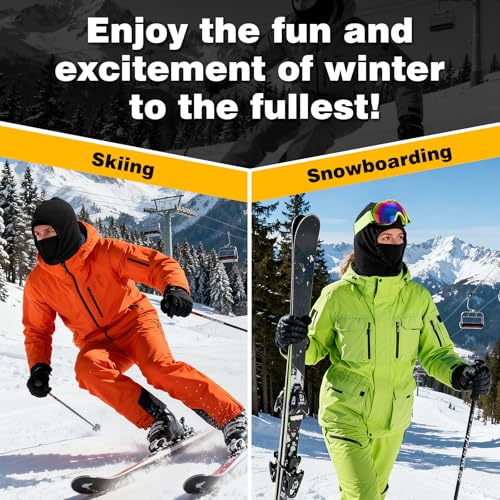 Winter Balaclava Ski Face Mask: Men Women Warm Windproof Face Cover Hat - color: Black & Grey-2 Packs