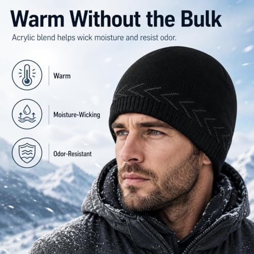 Oversize XXL Winter Beanie Knit Hat for Men - color: D1-black