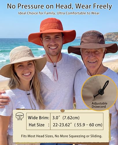 Home Prefer UPF 50+ Men's Sun Hat Wide Brim Bucket Hat UV Protection Hat for Mens Womens Beach Safari Gardening Golf Fishing - color: Milk Khaki