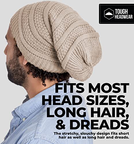 Tough Headwear Slouchy Oversized Beanie Hat - Warm Winter Hats for Women - Stretch Fit Mens Beanie - color: Beige