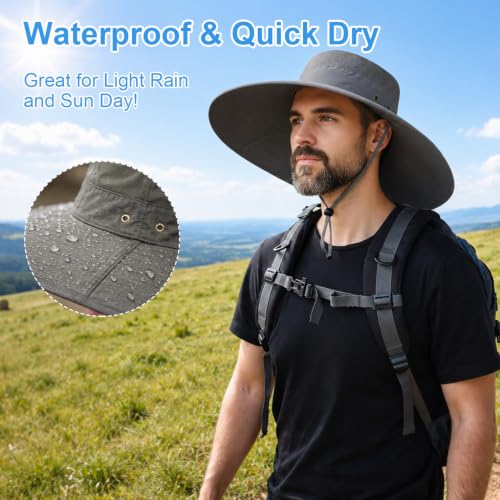 HUAMULAN Men Wide Brim Sun Hat Summer Outdoor Women Bucket Fishing Hats - color: D2-darkgray