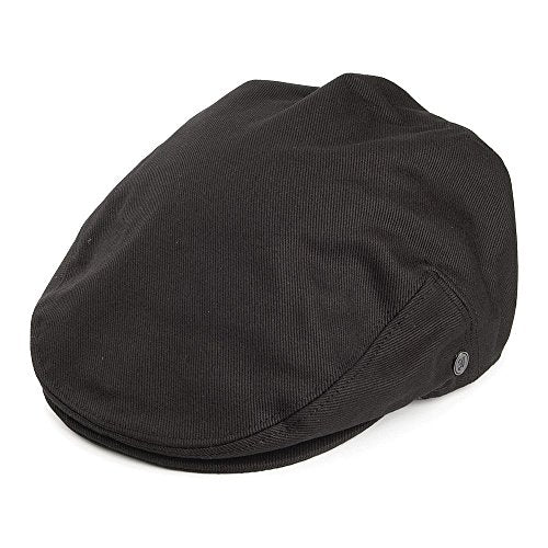 Lightweight Classic Cotton Ivy/Newsboy/Paperboy/Flat Cap Hat with Fixed Sizing and Satin Lining - color: Black, size: Large
