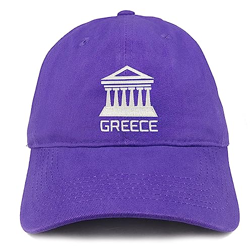 Trendy Apparel Shop Greece Embroidered Soft Crown 100% Brushed Cotton Cap - color: Purple