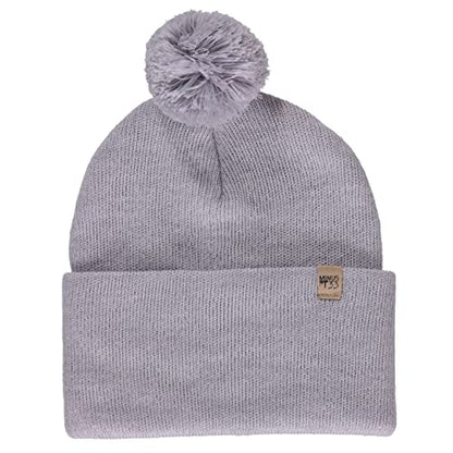 100% Merino Wool - Midweight Cuff Pom Beanie - Winter Pom Pom Hat - color: Ash Gray