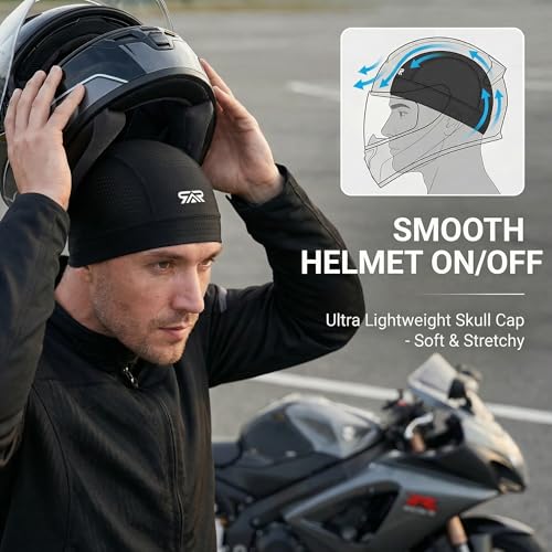 2-Pack Cooling Skull Cap Breathable Mesh Helmet Liner Motorcycle Cycling - color: Black + Black