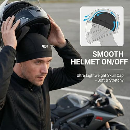 2-Pack Cooling Skull Cap Breathable Mesh Helmet Liner Motorcycle Cycling - color: Black + Black