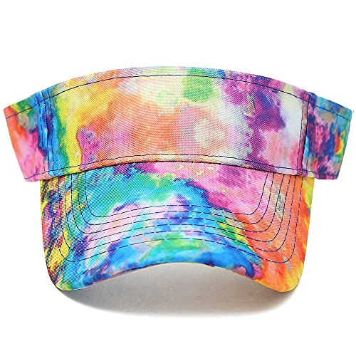 Sport Sun Visor Hats Cotton Ball Caps Empty Top Baseball Sun Cap for Men Women - color: Tie-dye Multicolor