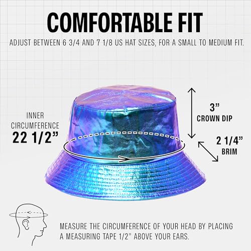 Rave Bucket Hat for Women & Men - Cute Bucket Hats - Festival Hat Adjustable 50+ SPF Protection Rave Accessories - color: Metallic Purple