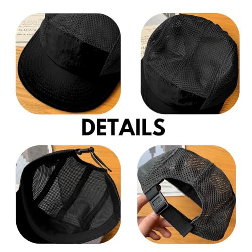 FASHIXD Mesh 5 Panel Runner Hat for Men Flat Brim Quick Dry Running Hat - color: Black