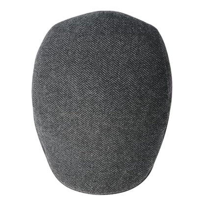 FEINION Men Wool Blend Flat Cap Tweed Newsboy Ivy Hat - color: Herringbone Grey