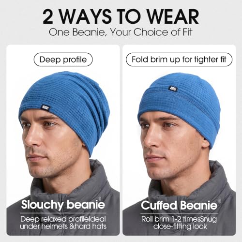 AUSFLUG Slouchy Beanie for Men Women Warm Lightweight Hard Hat Liner - color: Blue