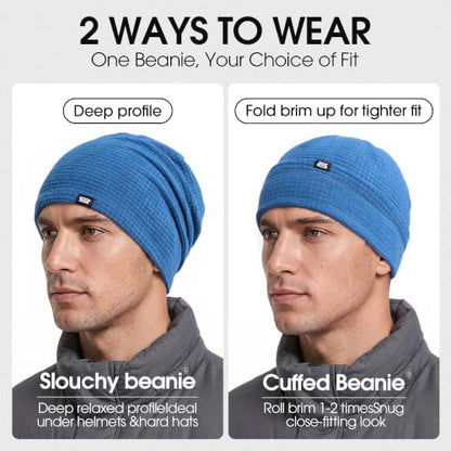 AUSFLUG Slouchy Beanie for Men Women Warm Lightweight Hard Hat Liner - color: Blue