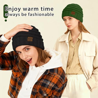 ZOORON Womens Winter Hat Slouchy Beanies for Women Cable Knit Beanie Hats - color: 1pack- Green
