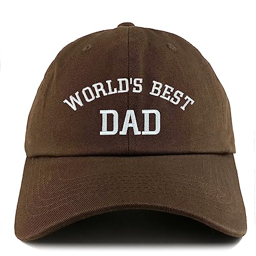 Trendy Apparel Shop World's Best Dad Embroidered Low Profile Soft Cotton Dad Hat Cap - color: Brown