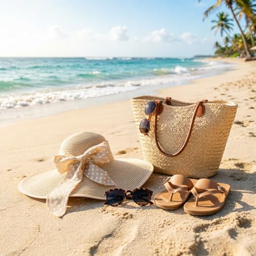 DRESHOW Beach Hats for Women Big Straw Wide Brim Summer Hat Floppy Foldable Roll up Cap Sun Hat UPF 50+ - color: 1 Pc：beige+white Dot Hat, 4.7" Brim