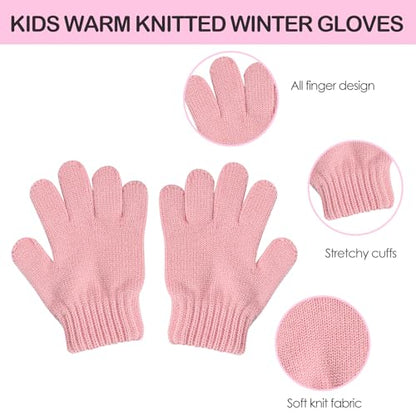 Girls Winter Hat and Gloves Set, Kids Cat Knit Beanie with Earflaps - color: Pink, size: 2-4 Years