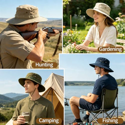 PFFY Sun Boonie Hats for Men UPF 50+ Bucket Hat for Fishing Safari Hunting - color: Pureblue