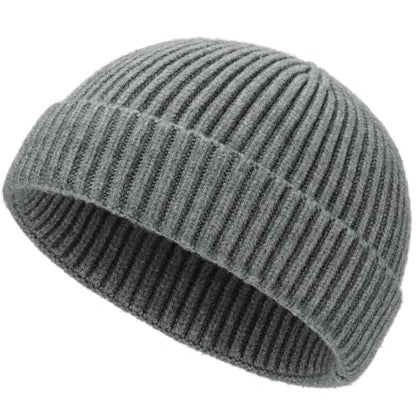 Short Fisherman Beanie for Men Women Wool Knit Cuff Winter Hats - color: 1pcs-grey