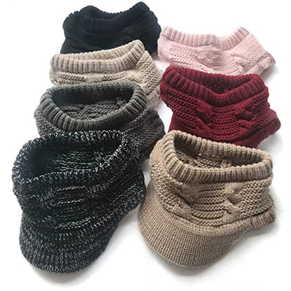 XYIYI Beanie Tail Winter Warm Knit Messy High Bun Ponytail Hats Visor Beanie Cap - color: Black