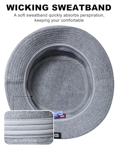 GADIEMKENSD Winter Bucket Hat - Premium Wool, Packable, Plain Colors, Unisex Warm Hat - color: Light Gray 2.0, size: Medium