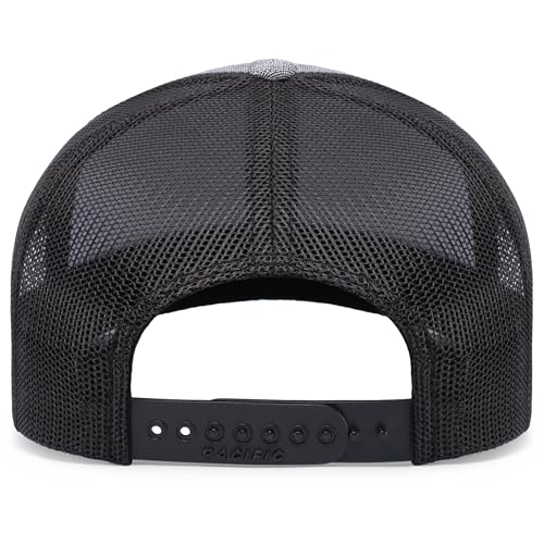 Pacific Headwear Melange Heather Low-Profile Trucker - color: Grey Heather/Black/Grey Heather