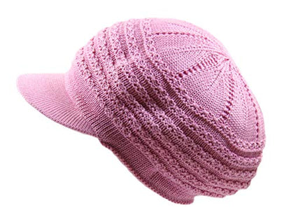 Knit Cable Slinky Newsboy Hat - color: Pink