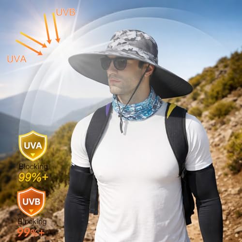 HUAMULAN Men Women 6" Wide Brim Sun Hat Summer Fishing Hats UV Protection - color: Hyp002-micai7