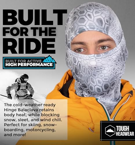 Tough Headwear Balaclava Ski Mask - Breathable Face Mask for Men - Flexible Hinge Full Face Cover - Windproof Motorcycle Gear - color: Arctic Camo (Gray)