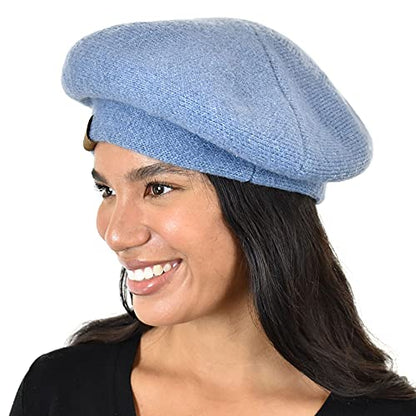 C.C Soft Acrylic Knit French Style Warm Beret Hat - color: Denim
