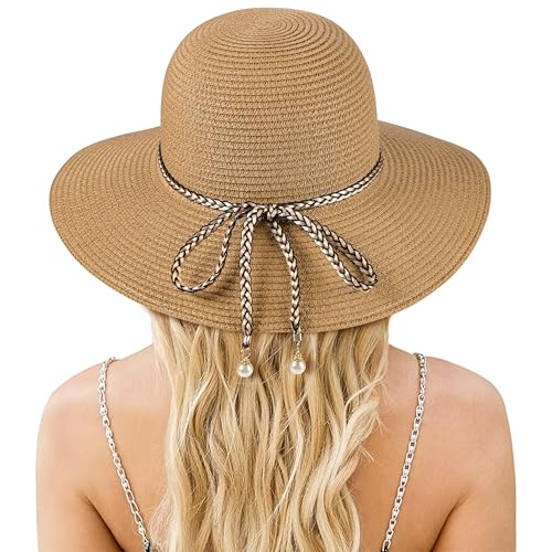 Sun Hats for Women, UPF 50+ Sun Protection, Beach Hat with Wide Brim - color: Khaki-vn