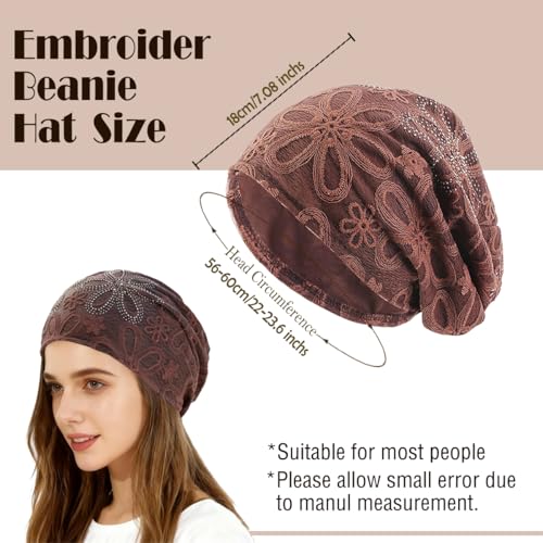 Crochet Slouchy Beanie Hat Turbans Headware for Women - color: Bea06 - Brown