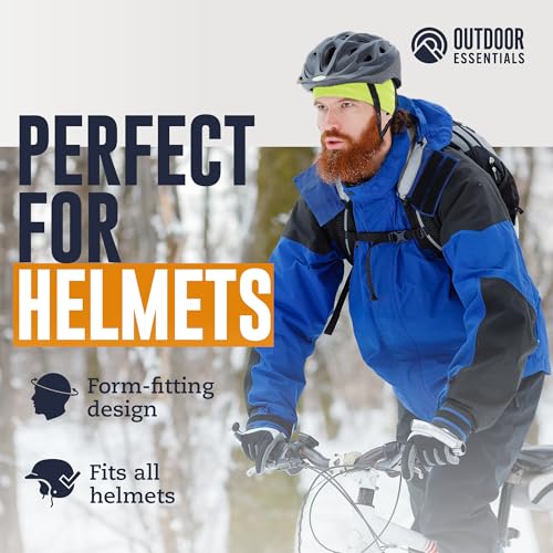 OutdoorEssentials Skull Cap Helmet Liner - Thermal Fleece for Cycling Gear - Stretch Fit Mens Beanie - Lightweight Skull Caps - color: 1 Black / 1 Hi Viz Yellow