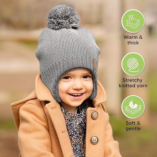 KeaBabies Baby Beanies, Winter Baby Hats for Boys, Girls (Gray, 6-36M) - color: Gray